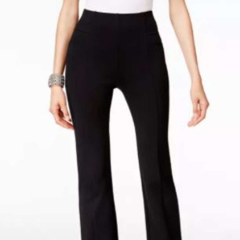 INC High-Waist Curvy Fit Bootcut Black Ponte Pants